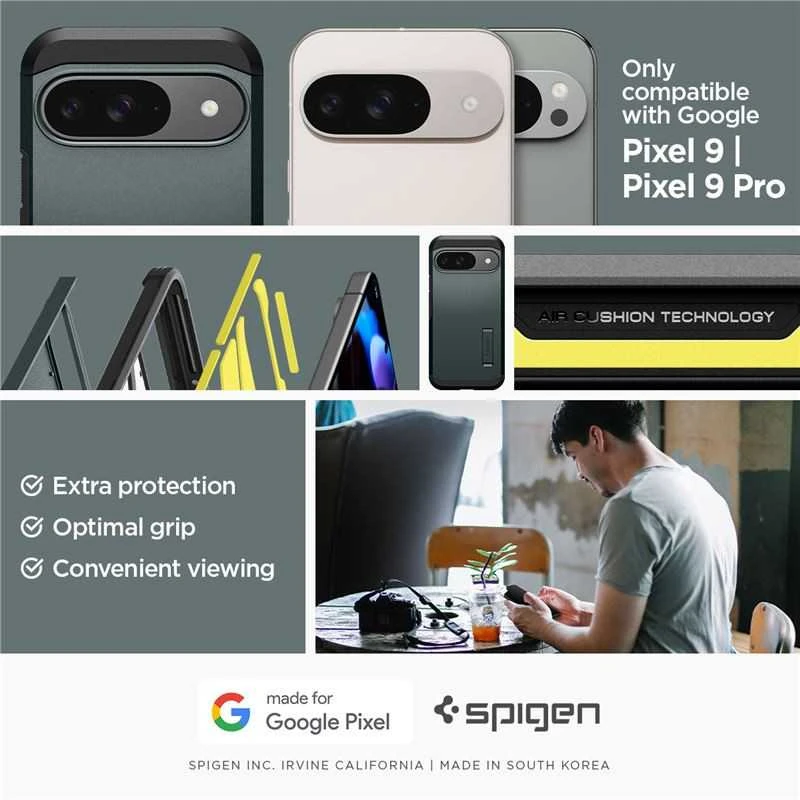 Spigen Tough Armor – dėklas skirtas Google Pixel 9 / 9 Pro Abyss Žalias