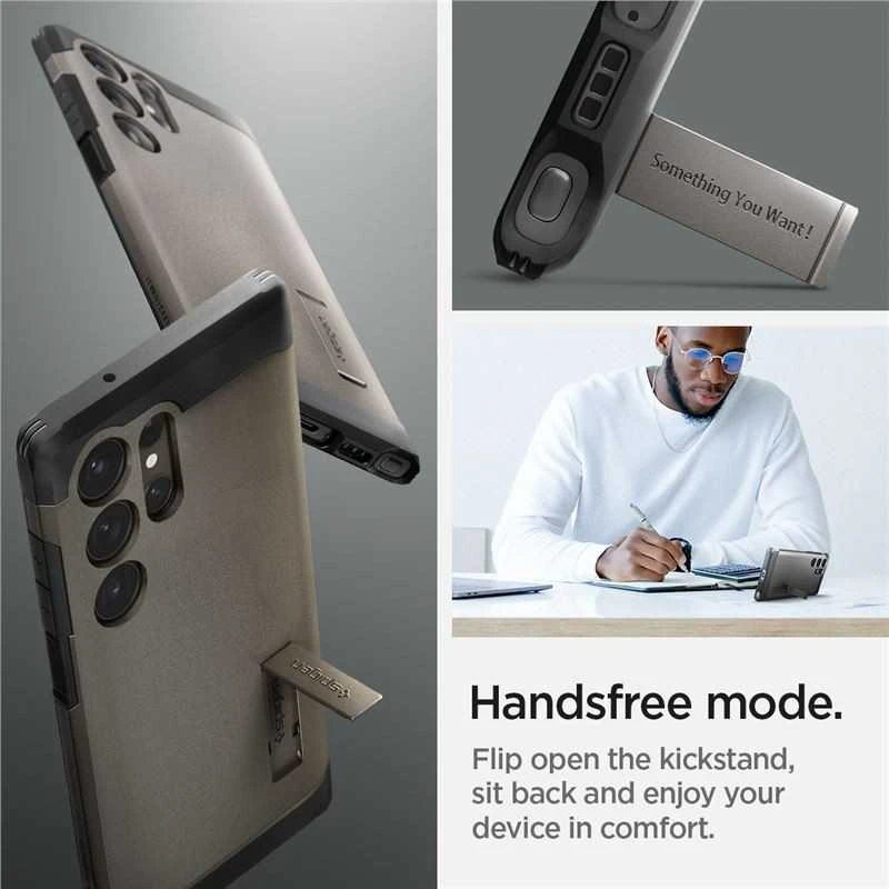Spigen Tough Armor dėklas skirtas Samsung Galaxy S23 Ultra, spalva - Gunmetal