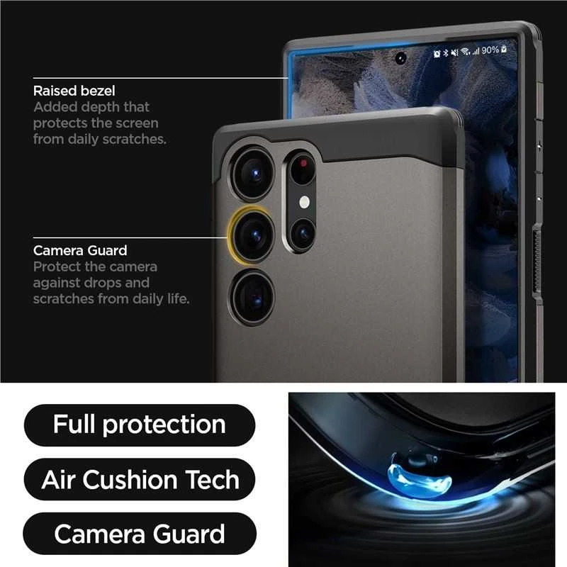 Spigen Tough Armor dėklas skirtas Samsung Galaxy S23 Ultra, spalva - Gunmetal