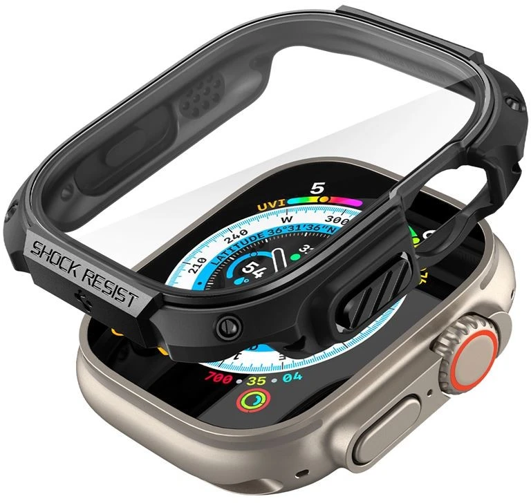 Dėklas „Spigen Tough Armor“, juodas - Apple Watch Ultra 2/Ultra 49mm