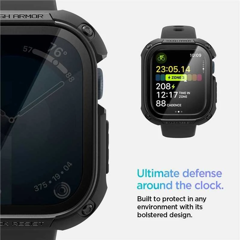 „Spigen Tough Armor“ dėklas, skirtas „Apple Watch 10“ (46 mm) (juodas)