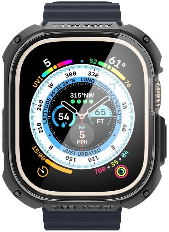 Dėklas „Spigen Tough Armor“, juodas - Apple Watch Ultra 2/Ultra 49mm