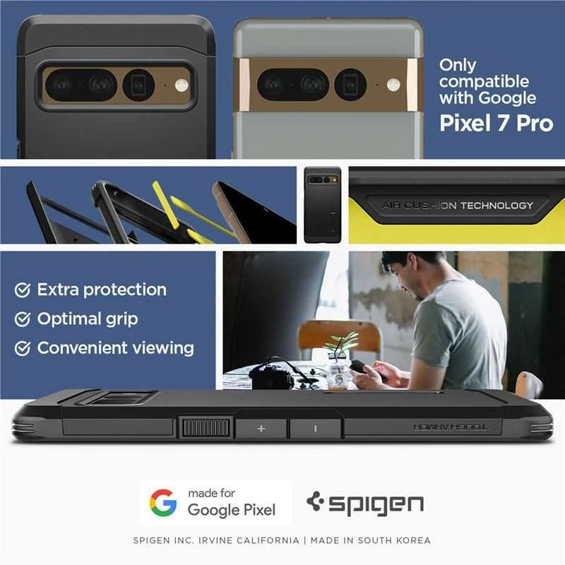 Dėklas Spigen Tough Armor, juodas - Google Pixel 7 Pro
