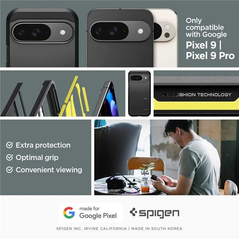Spigen Tough Armor – dėklas skirtas Google Pixel 9 / 9 Pro Juodas