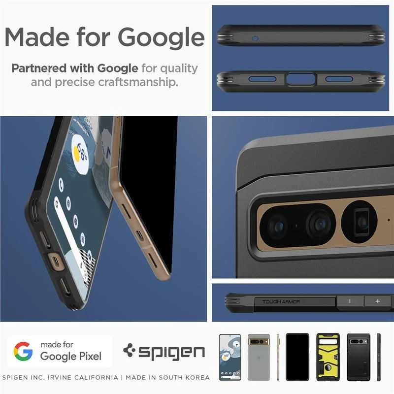 Dėklas Spigen Tough Armor, juodas - Google Pixel 7 Pro