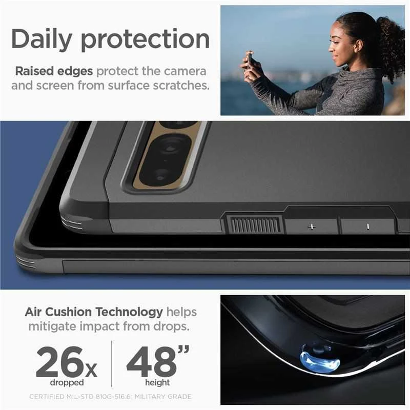 Dėklas Spigen Tough Armor, juodas - Google Pixel 7 Pro