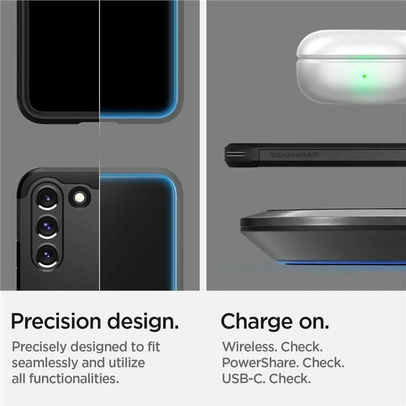 Dėklas Spigen Tough Armor, juodas - Samsung Galaxy S22+