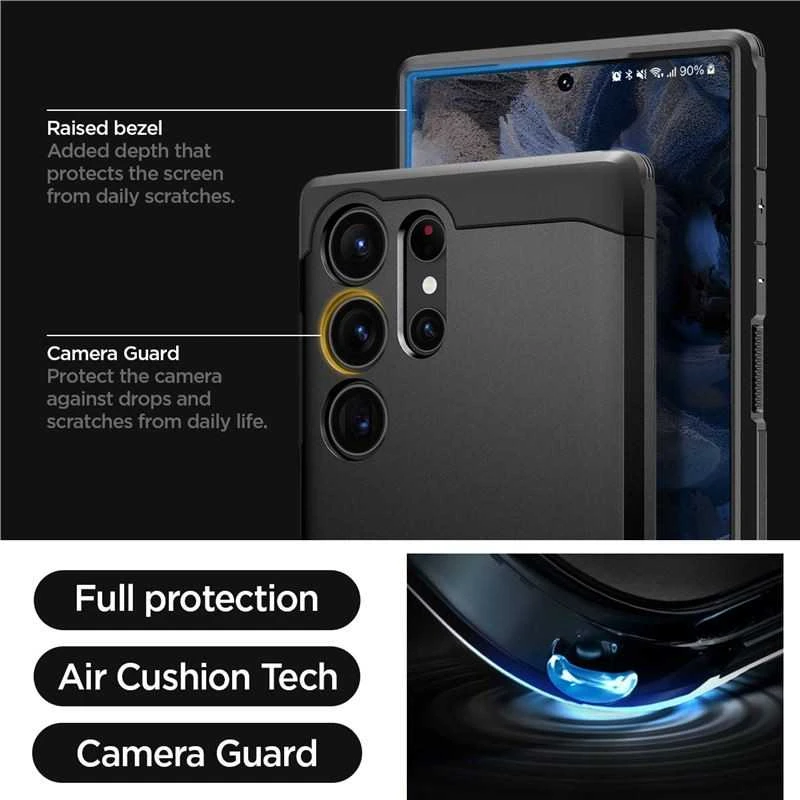 Spigen Tough Armor dėklas skirtas Samsung Galaxy S23 Ultra, spalva - Juoda