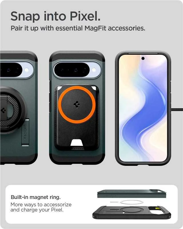 Spigen Tough Armor Mag MagSafe dėklas skirtas Google Pixel 10 / 10 Pro – žalios spalvos