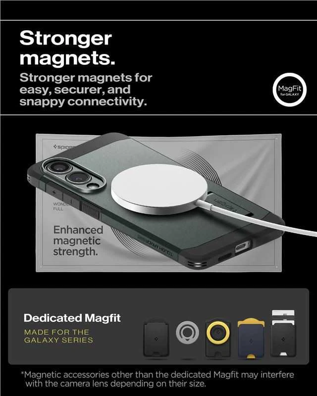 Spigen Tough Armor MagSafe dėklas skirtas Samsung Galaxy S25 Edge – Žalias/juodos spalvos