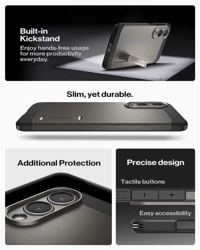 Spigen Tough Armor MagSafe dėklas skirtas Samsung Galaxy S25 Edge – Gray/juodos spalvos