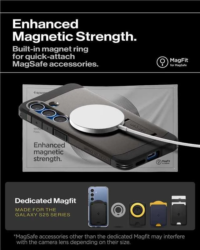 Spigen Tough Armor MagSafe – dėklas skirtas Samsung Galaxy S25 Gunmetal