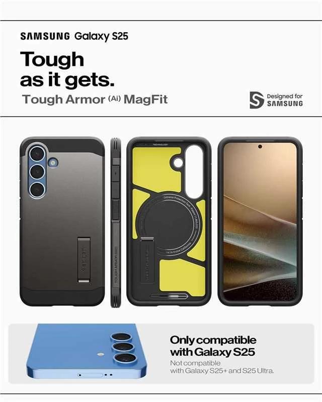 Spigen Tough Armor MagSafe – dėklas skirtas Samsung Galaxy S25 Gunmetal