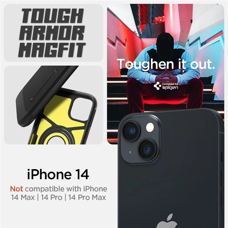 Spigen Tough Armor (MagFit) dėklas skirtas Apple iPhone 14, spalva - Juoda
