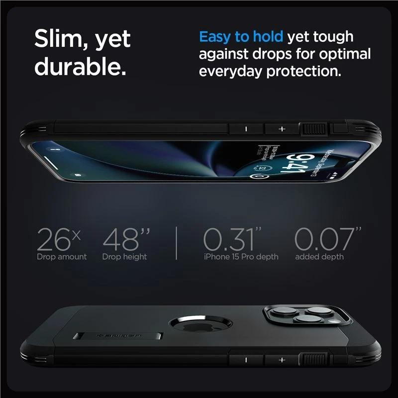Spigen Tough Armor (MagFit) dėklas skirtas Apple iPhone 15 Pro Max, spalva - Juoda