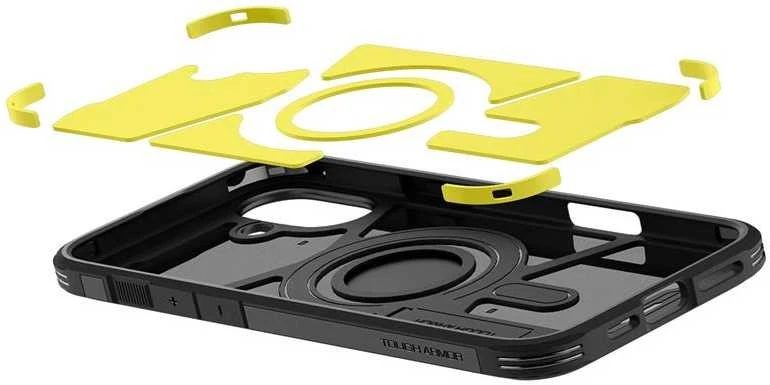 Spigen Tough Armor MagSafe su stoveliu Apple iPhone 16 Plus – dėklas telefonui juodos spalvos