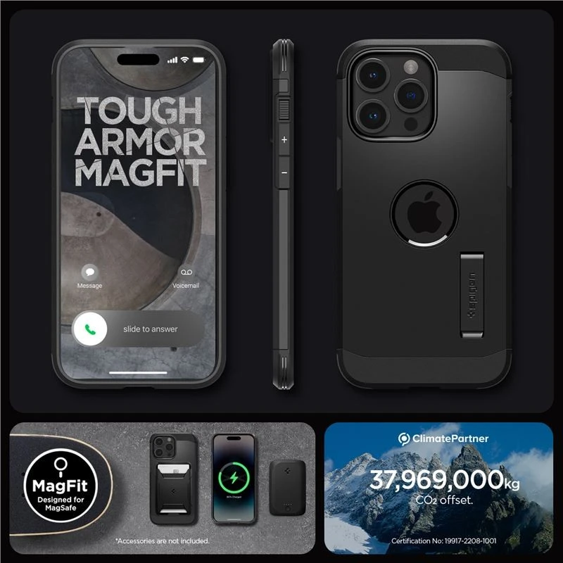 Spigen Tough Armor (MagFit) dėklas skirtas Apple iPhone 15 Pro Max, spalva - Juoda