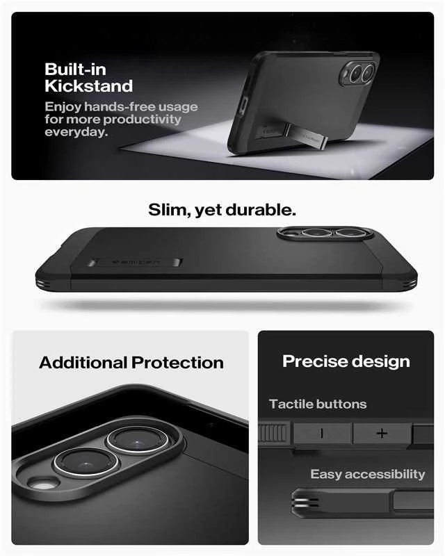 Spigen Tough Armor MagSafe dėklas skirtas Samsung Galaxy S25 Edge – juodos spalvos