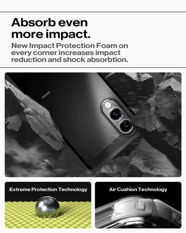 Spigen Tough Armor MagSafe dėklas skirtas Samsung Galaxy S25 Edge – juodos spalvos