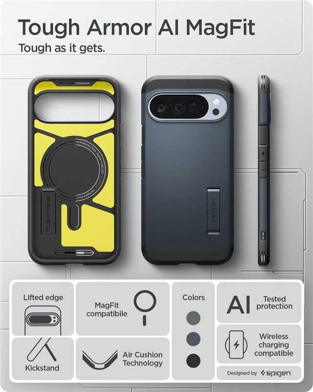 Dėklas SPIGEN TOUGH ARMOR MAG MAGSAFE GOOGLE PIXEL 10 PRO XL METAL SLATE