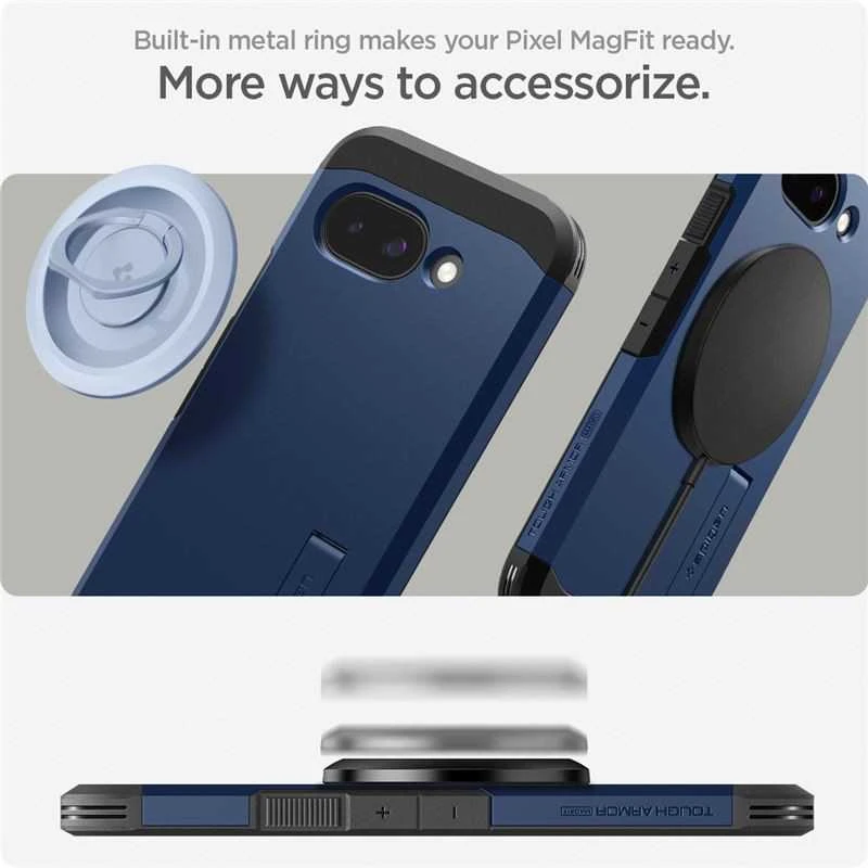 Dėklas Spigen 029 d. „Tough Armor MagSafe“ tamsiai mėlynas – „Google Pixel 9a“