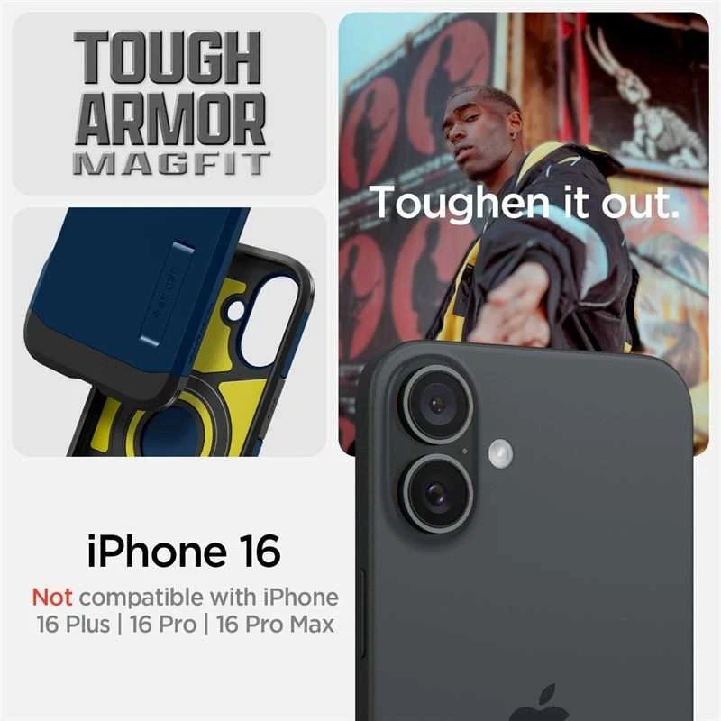 Dėklas „Spigen Tough Armor MagSafe“, tamsiai mėlynas mėlynas – Apple iPhone 16