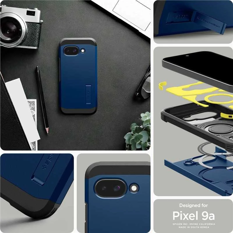 Dėklas Spigen 029 d. „Tough Armor MagSafe“ tamsiai mėlynas – „Google Pixel 9a“