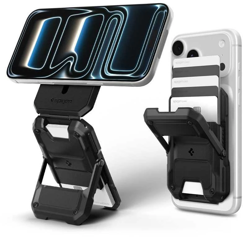 Dėklas „Spigen Tough Armor Pro“ piniginė, „MagSafe 5 Card“, juoda