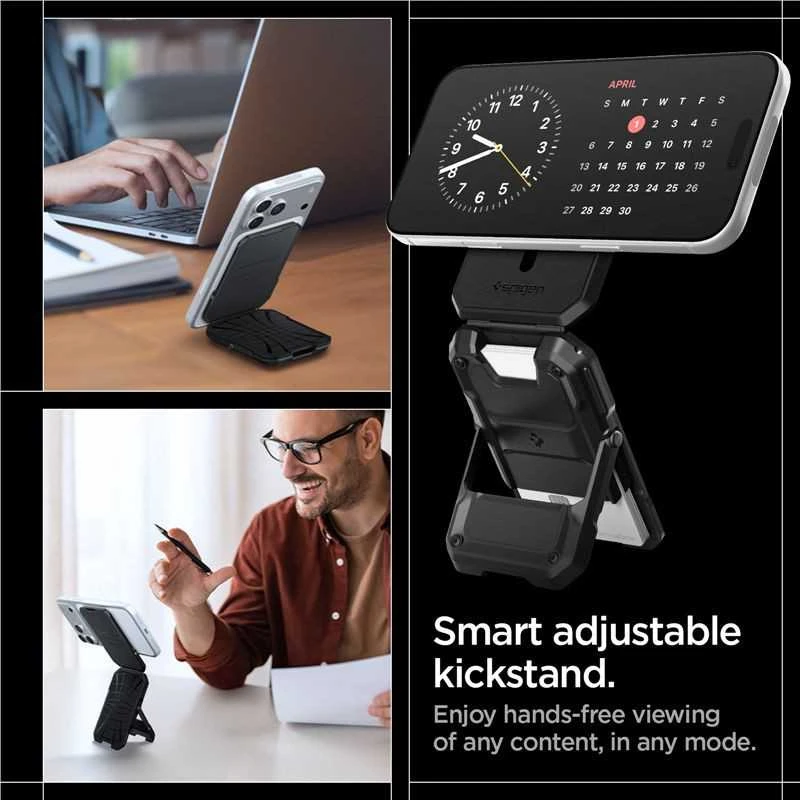Dėklas „Spigen Tough Armor Pro“ piniginė, „MagSafe 5 Card“, juoda