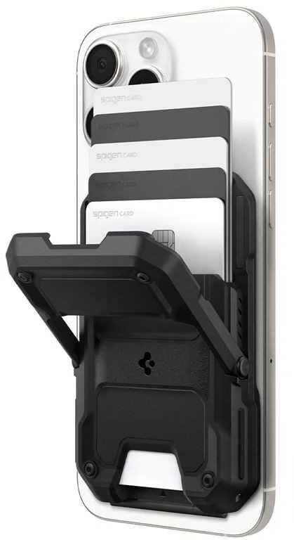 Dėklas „Spigen Tough Armor Pro“ piniginė, „MagSafe 5 Card“, juoda