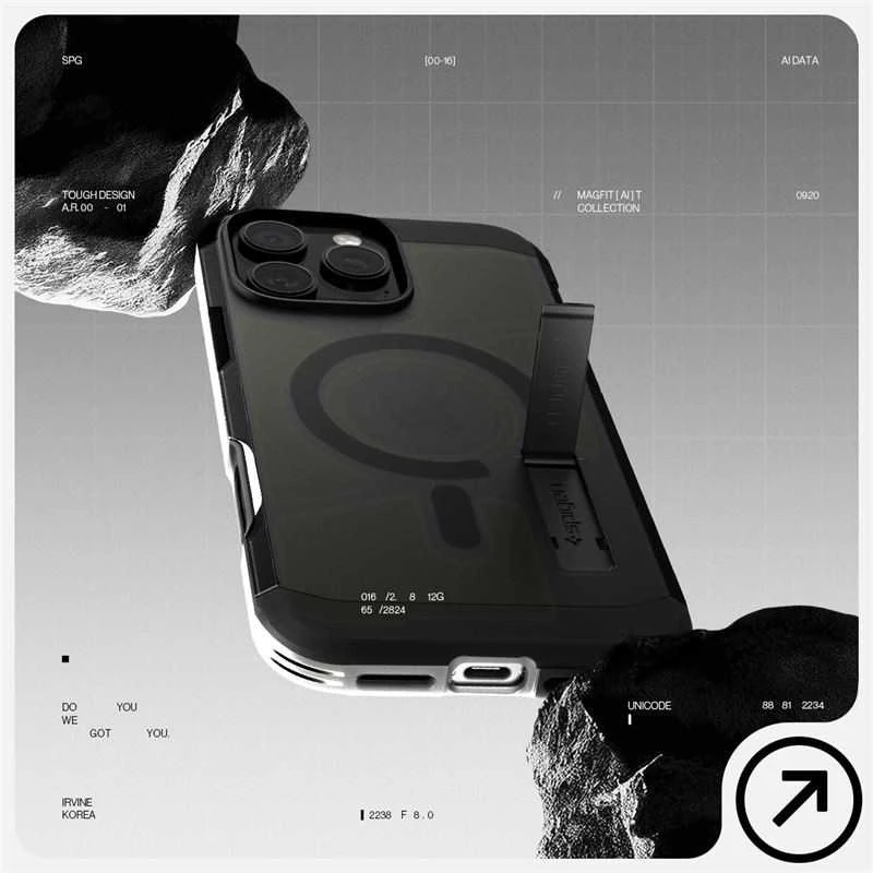 „Spigen Tough Armor“ „T“ MagSafe iPhone 16 Pro Max apsauginis dėklas, juodas