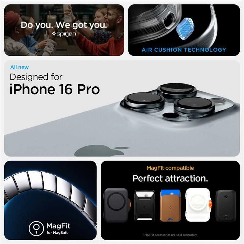 Apple iPhone 16 Pro Spigen Tough Armor „T” Mag MagSafe dėklas telefonui juodos spalvos