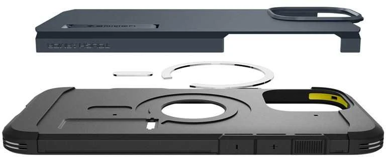 Dėklas Spigen „Tough Armor T MagSafe“, metalinis šiferio spalvos – „iPhone 16 Pro Max“