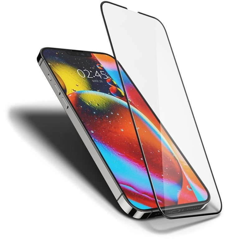 Apsauginis stiklas Spigen GLASS FC Apple iPhone 13 / 13 Pro / 14 su juodos spalvos krašteliu