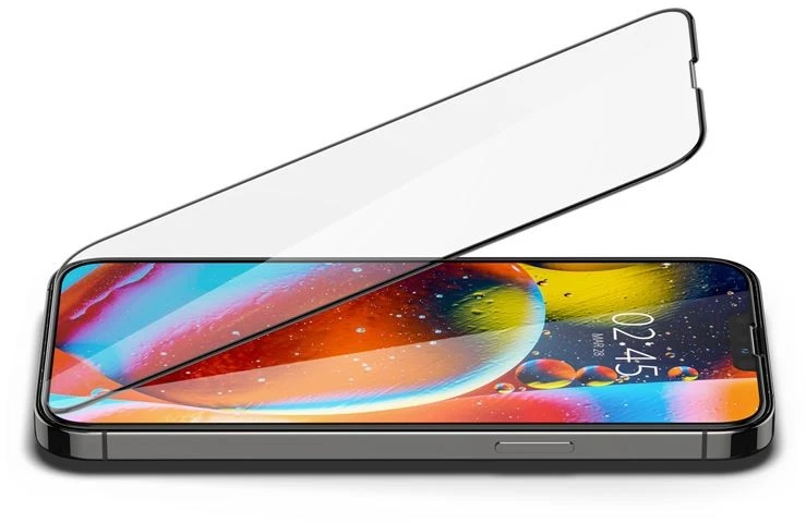 Apsauginis stiklas Spigen GLASS FC Apple iPhone 13 / 13 Pro / 14 su juodos spalvos krašteliu