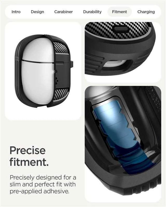 Spigen Tvirtas šarvas, matinės juodos spalvos – „Google Pixel Buds 2a“