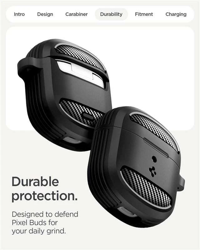 Spigen Tvirtas šarvas, matinės juodos spalvos – „Google Pixel Buds 2a“