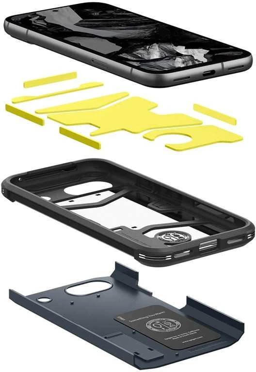 Dėklas Spigen Tvirtas šarvas, metalinis skalūno spalvos – „Google Pixel 8a“