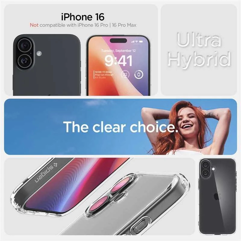Spigen Ultra Hybrid Apple iPhone 16 – dėklas telefonui skaidrus