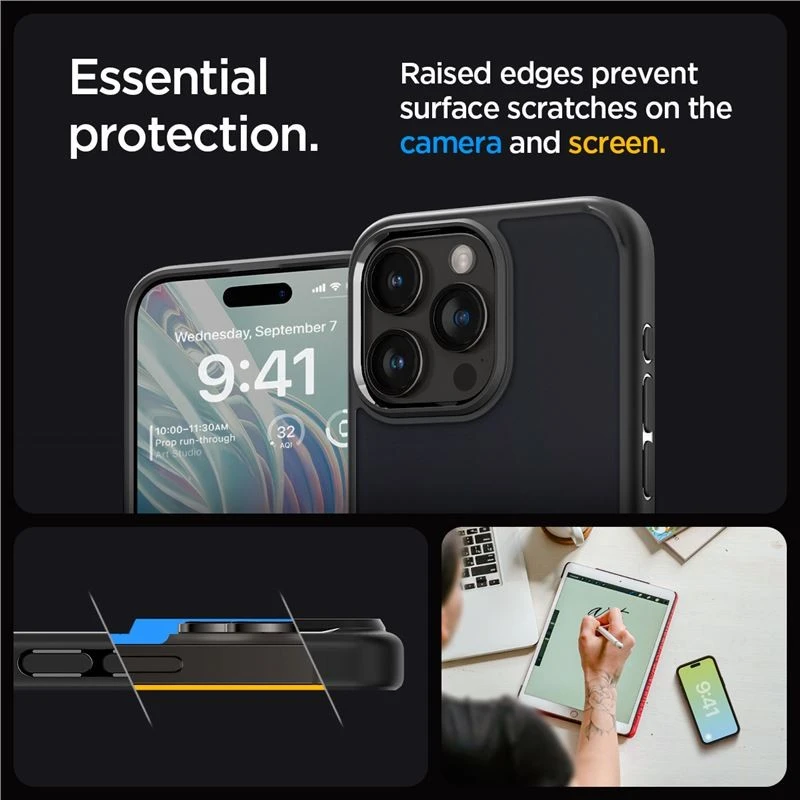 Spigen Ultra Hybrid Matte dėklas skirtas Apple iPhone 15 Pro, spalva - Frost Black