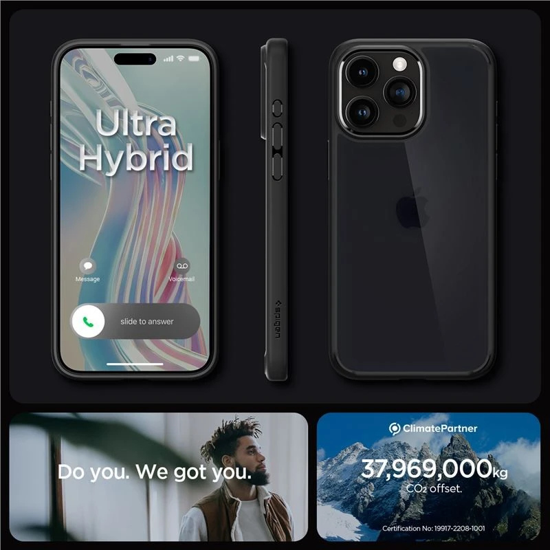 Spigen Ultra Hybrid Matte dėklas skirtas Apple iPhone 15 Pro Max, spalva - Frost Black