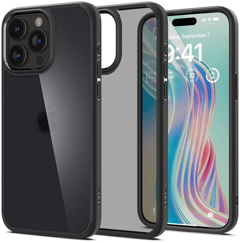 Spigen Ultra Hybrid Matte dėklas skirtas Apple iPhone 15 Pro Max, spalva - Frost Black