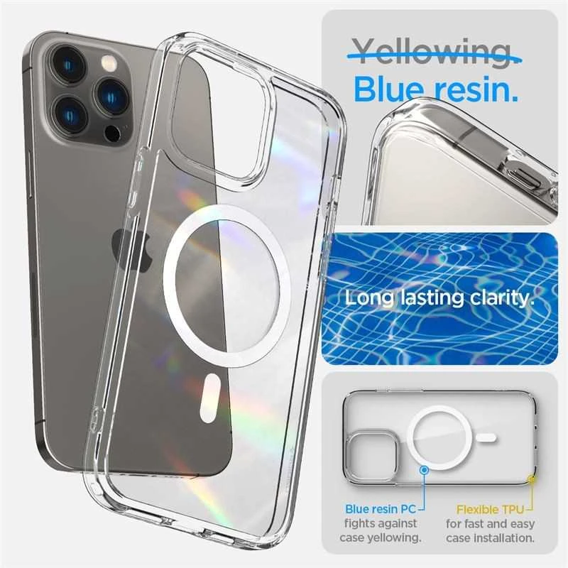 Spigen Ultra Hybrid (MagFit) dėklas skirtas Apple iPhone 14 Pro Max, spalva - Balta