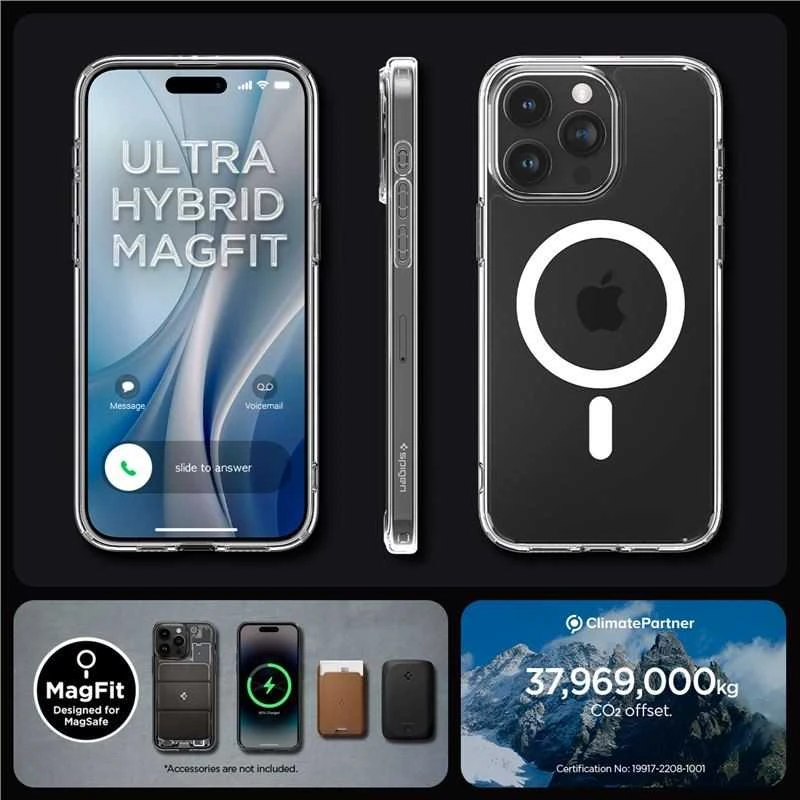 Spigen Ultra Hybrid (MagFit) dėklas skirtas Apple iPhone 15 Pro Max, spalva - Balta