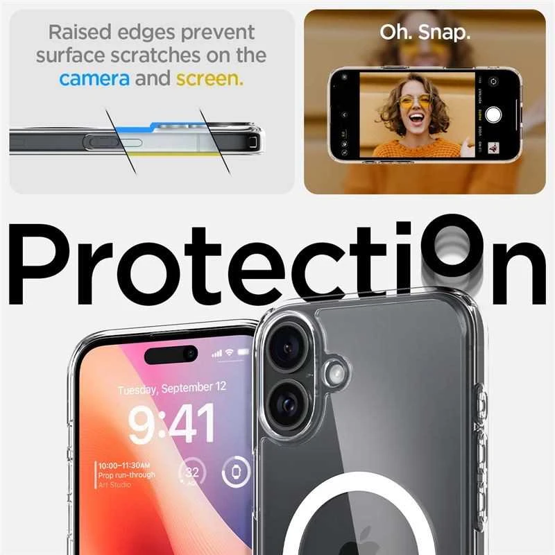 Spigen Ultra Hybrid MagSafe Apple iPhone 16 – dėklas telefonui baltos spalvos