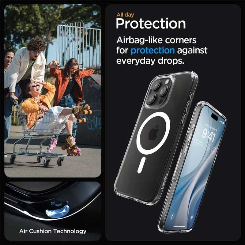 Spigen Ultra Hybrid (MagFit) dėklas skirtas Apple iPhone 15 Pro Max, spalva - Balta