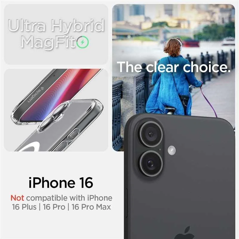 Spigen Ultra Hybrid MagSafe Apple iPhone 16 – dėklas telefonui baltos spalvos