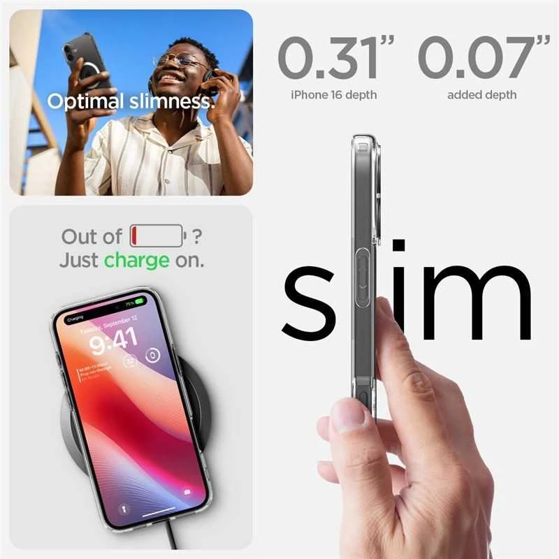Spigen Ultra Hybrid MagSafe Apple iPhone 16 – dėklas telefonui baltos spalvos