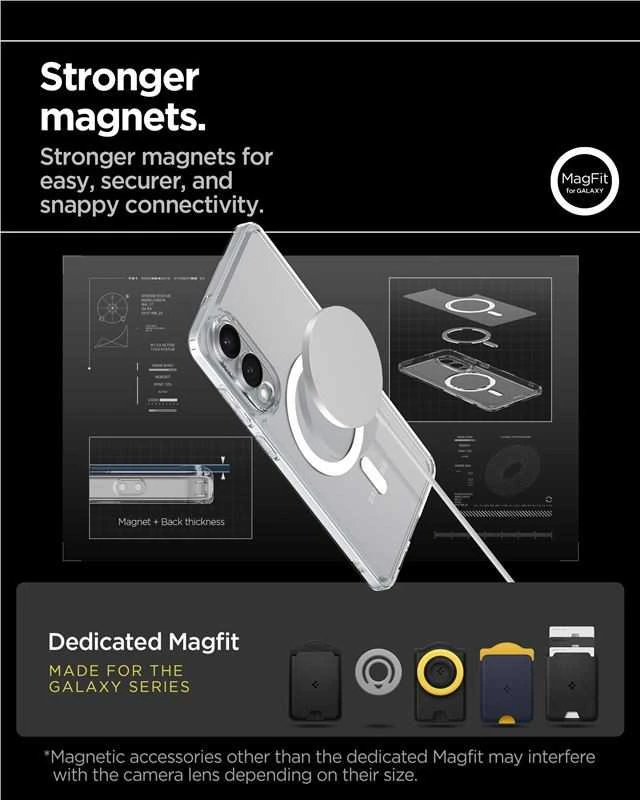 Spigen Ultra Hybrid Mag dėklas su MagSafe skirtas Samsung Galaxy S25 Edge – skaidrus
