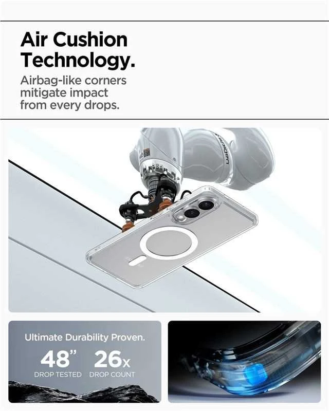 Spigen Ultra Hybrid Mag dėklas su MagSafe skirtas Samsung Galaxy S25 Edge – skaidrus